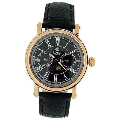 Royal London Gents Date Day Sun & Moon Phase Black Leather Strap 40089-06