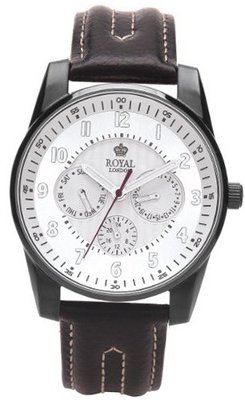 Royal London Quartz with Silver Dial Analogue Display and Black Leather Strap 21083-05