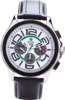 Royal London Quartz with White Dial Chronograph Display and Black Leather Strap 41112-01
