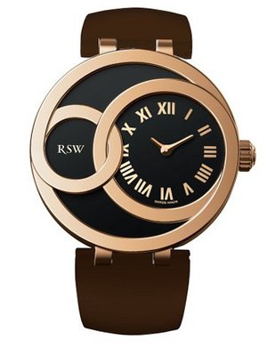 RSW 6025.PP.L9.92.00 Wonderland Round Rose-Gold Brown Roman Numerals Patent Leather