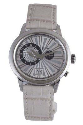 RSW 9140.BS.L5.5.00 Consort Oval Off-White Leather Dual Time Date