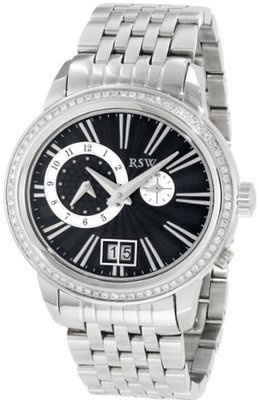 RSW 9140.BS.S0.1.D1 Consort Oval Black Dial Steel Diamond Dual Time Date