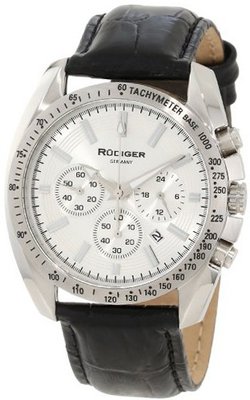 Rudiger R1000-04-001L Dresden Silver Luminous Dial Black Leather Chronograph Tachymeter