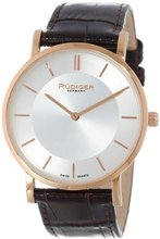Rudiger R2400-09-001 "Kassel" Rose Gold Ion-Plated Stainless Steel and Brown Leather Band