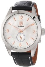 S. Coifman SC0113 Silver Textured Dial Black Leather
