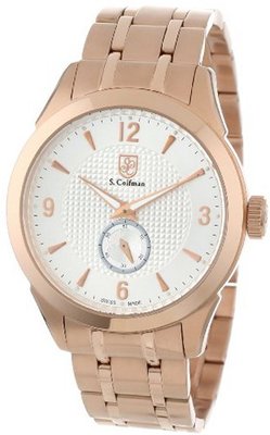 S. Coifman SC0119 Silver Textured Dial 18k Rose Gold Ion-Plated Stainless Steel