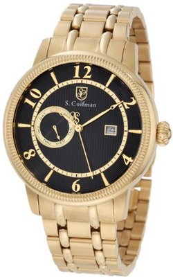S. Coifman SC0197 Black Textured Dial 18k Gold Ion-Plated Stainless Steel