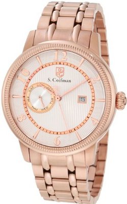 S. Coifman SC0199 Silver Textured Dial 18k Rose Gold Ion-Plated Stainless Steel