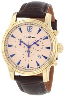 S. Coifman SC0223 Chronograph Rose Textured Dial Brown Leather