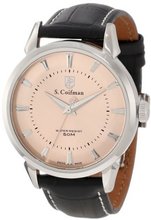 S. Coifman SC0283 Gold Tone Textured Dial Black Leather