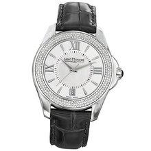 Saint Honore Coloseo 761010 1AYRN 38mm Diamonds Stainless Steel Case Black Calfskin Synthetic Sapphire