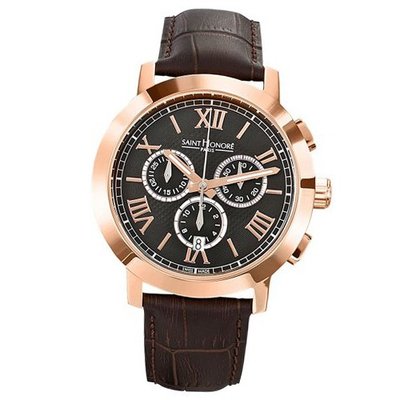 Saint Honore Trocadero 886020 8NRFR 41mm Gold Plated Stainless Steel Case Brown Calfskin Synthetic Sapphire