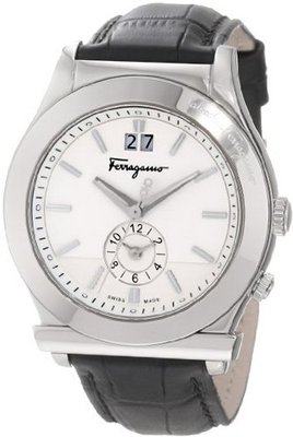 Salvatore Ferragamo F62LDT9902 S009 1898 Stainless Steel with Black Leather Strap