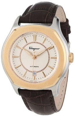 Salvatore Ferragamo FQ1030013 Lungarno Stainless Steel Gold Ion-Plated Bezel Brown Leather