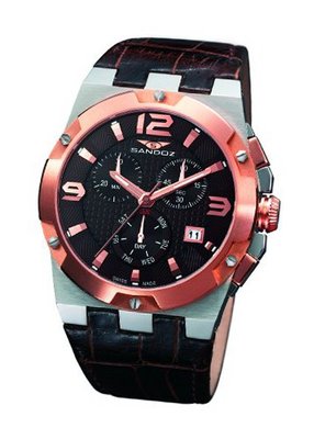 Sandoz Caract?re Collection Ladies Chronograph Brown Leather Strap