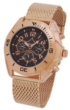 Rose Gold Automatic Metal Mesh Bracelet Black Dial Day Date & 24 Hour Subdials Sarastro AA100695G