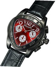 Unique Gents Fashion Triangle Red Dial Black Leather Strap Multifunction 24 Hr Day Date Sarastro AQ202506G