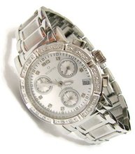 Scorva Round Diamond Chronograph Solid Stainless Steel Top Grade Genuine Diamonds (0.14carats) Three Subdials Face Exclusive On Amazon.Com Perfect Gift Life Time Warranty On Diamond Setting Sunray Silver Face STP1082LJW