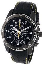 Seiko Sportura Black Dial Black Leather Band