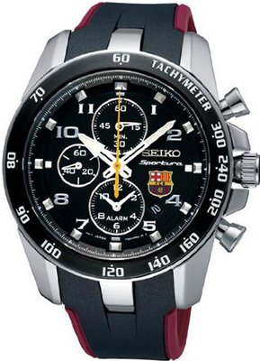 Seiko Sportura FC Barcelona Chronograph Black Dial SNAE93