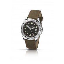 Gents Sekonda Stainless Steel Case Black Dial, Date, Light Green Material over Leather Strap 3731