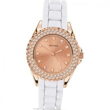 Party Time by Sekonda white silicon with Rose Gold stone set case 4653