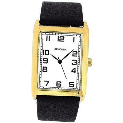 Sekonda Gents Analogue White Dial Black Leather Strap Casual 3139