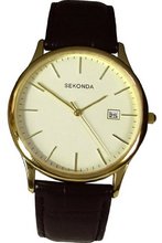 Sekonda Quartz with Beige Dial Analogue Display and Black Leather Strap 3697.27