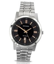 Sekonda Quartz with Black Dial Analogue Display and Silver Stainless Steel Bracelet 3354.27