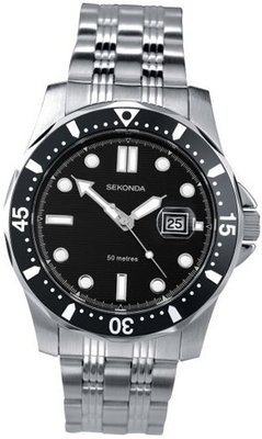 Sekonda Quartz with Black Dial Chronograph Display and Silver Stainless Steel Bracelet 3338.27