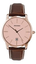 Sekonda Quartz with Pink Dial Analogue Display and Brown Leather Strap 3471.27