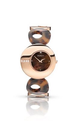 Seksy by Sekonda Quartz with Mother of Pearl Dial Analogue Display and Brown Stainless Steel Bracelet 4668.37