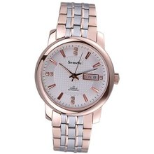 Semdu SD7017G Rose Gold Plating and Stainless Steel Two-Tone White Dial