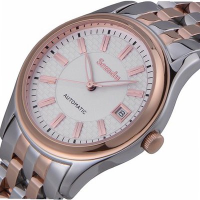 Semdu SD7018G Rose Gold Plating and Stainless Steel Two-Tone White Dial