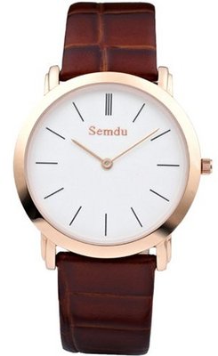 Semdu SD9001G Rose Gold and Brown Leather White Dial