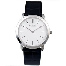 Semdu SD9001G Stainless Steel and Black Leather White Dial