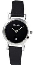 Semdu SD9005L Stainless Steel and Black Leather Black Dial