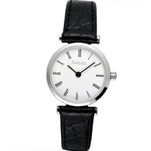 Semdu SD9008L Stainless Steel and Black Leather White Dial