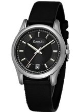 Semdu SD9012G Stainless Steel and Black Leather Black Dial