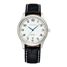 Semdu SD9015G Stainless Steel and Black Leather White Dial