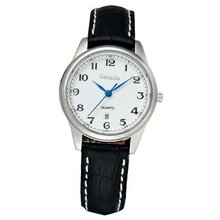 Semdu SD9015L Stainless Steel and Black Leather White Dial