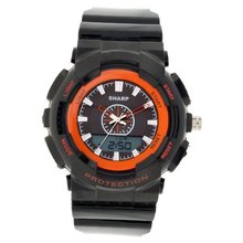 Sharp Round Orange and Black Water Resistant Sports with Alarm and Timer Functions SHP8914