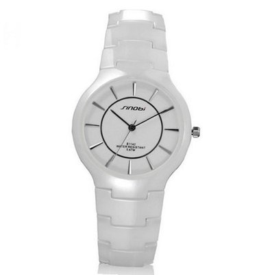 SINOBI Quartz White All Ceramic White Dial Ladies Fashion Wrist #1142