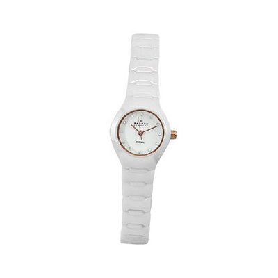 Skagen 816XSWXRC1 Ceramic White Goldtone and Crystal Accent Dial