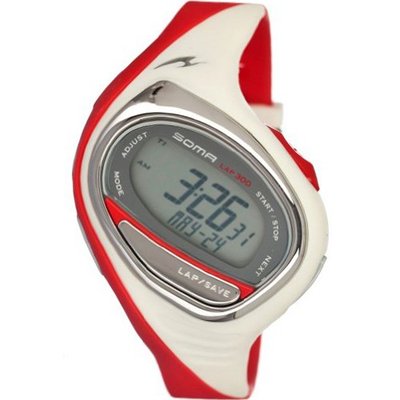 Soma Running 300 (Grey Dial; Red Band; Silver Bezel; Black Marker)