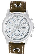 Sperry Top-Sider Chronograph Halyard Brown Leather Skip Lace Strap 42mm 102039