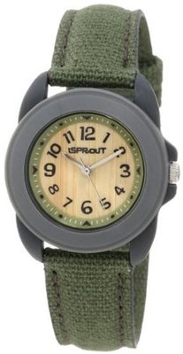Sprout ST/1048GYGYDG Dark Green Organic Cotton Strap Bamboo Dial