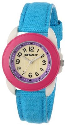 Sprout ST/1060DPTQ Easy-to-Read Dial Turquoise Organic Cotton Strap