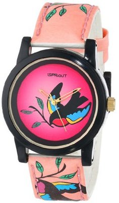 Sprout ST/5520ART Bird Graphic Dial and Pink Tyvek Strap