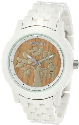 Sprout ST/6802TNWT Wood Dial Tree Motif White Corn Resin Bracelet